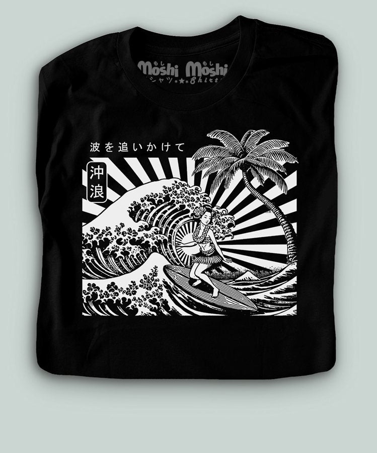 Geisha Surfing Wave Tshirt – Moshi Moshi Shirts