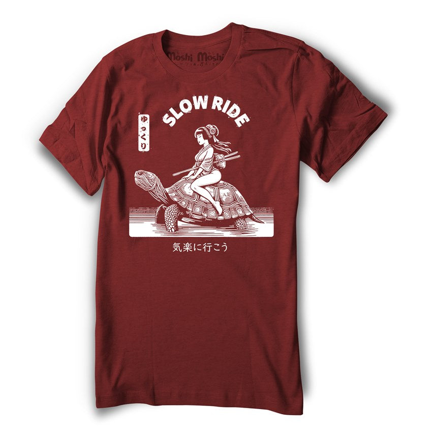 Turtle T-shirt | Asian girl slow riding turtle – Moshi Moshi Shirts