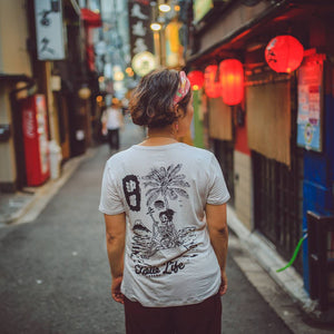 Skull geisha shirt - japanese shirt - okinawa shirt - playing shamisen