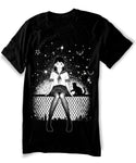 Anime Girl with Cat & Stars T-shirt