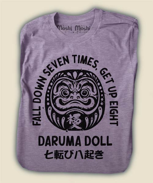 Japanese Daruma Doll Painted T-Shirt L / Black