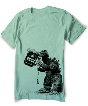 Godzilla T-shirt Drinking Beer