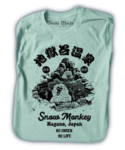 japanese-snow-monkey-shirt-nagano-shirt-onsen-tee-jigokudani-crop-mint